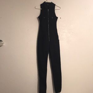 Black zip front jumpsuit